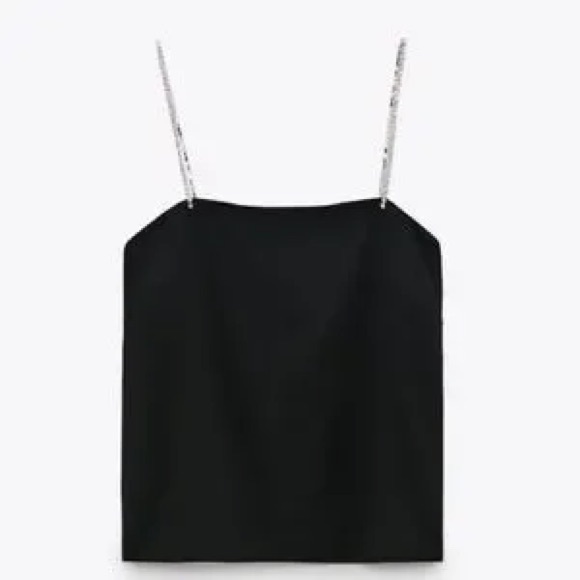 Zara Satin Top with Rhinestone Straps - Picture 3 of 8